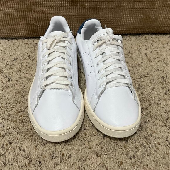 Adidas Advantage Clean White Leather Sneakers With Navy Heel Accent mens 12 - Picture 3 of 14